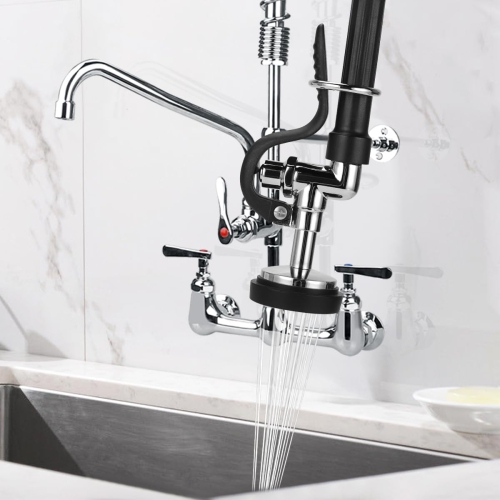 Pièces de robinet de cuisine commerciales de prérinçage fini chromé