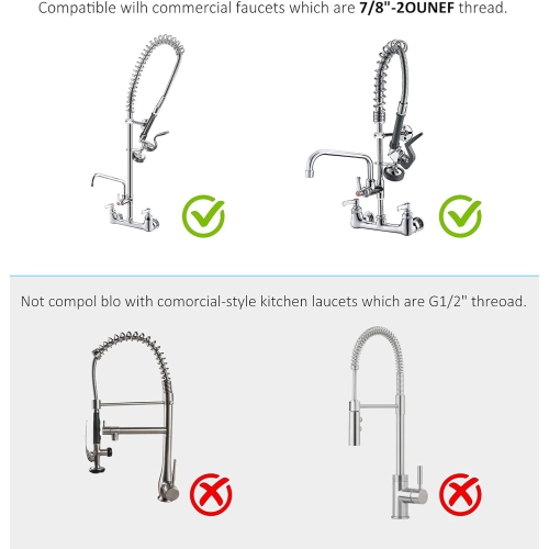 Pièces de robinet de cuisine commerciales de prérinçage fini chromé
