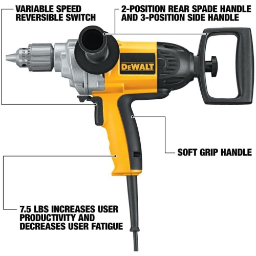DEWALT Electric Drill, Spade Handle, 1/2-Inch, 9-Amp