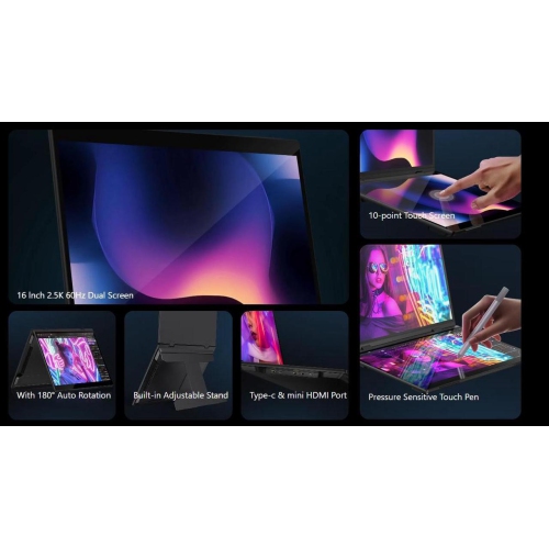 UPERFECT Delta Pro Touch - 16 Inch 2.5K Dual Monitor with Touch Pen