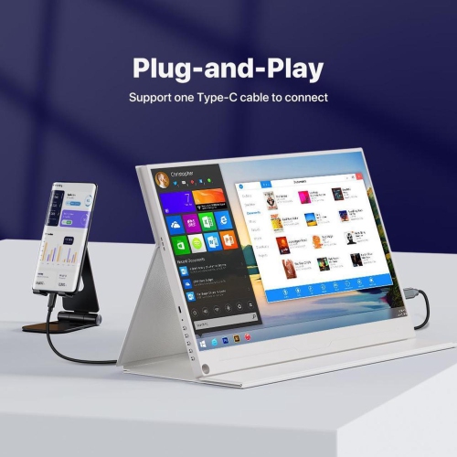 UPERFECT 15.6" 1080P FHD Portable Monitor with USB-C, HDMI, VESA & Smart Case - Matte IPS Display for Switch/PS5/PC/Phone White Monitor