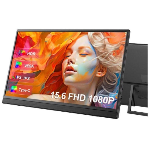 UPERFECT Portable Monitor for Laptop W/ Stand 180° Adjustable 15.6 Inch FHD 1080P IPS Eye Care Screen, Dual Speaker Travel Monitor for Laptop PC