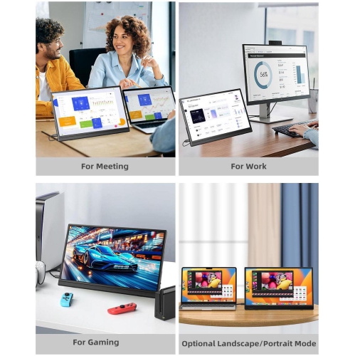 UPERFECT Portable Monitor for Laptop W/ Stand 180° Adjustable 15.6 Inch FHD 1080P IPS Eye Care Screen, Dual Speaker Travel Monitor for Laptop PC