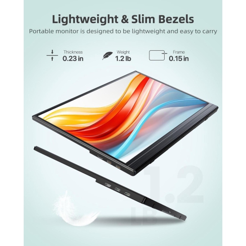 UPERFECT Portable Monitor for Laptop W/ Stand 180° Adjustable 15.6 Inch FHD 1080P IPS Eye Care Screen, Dual Speaker Travel Monitor for Laptop PC