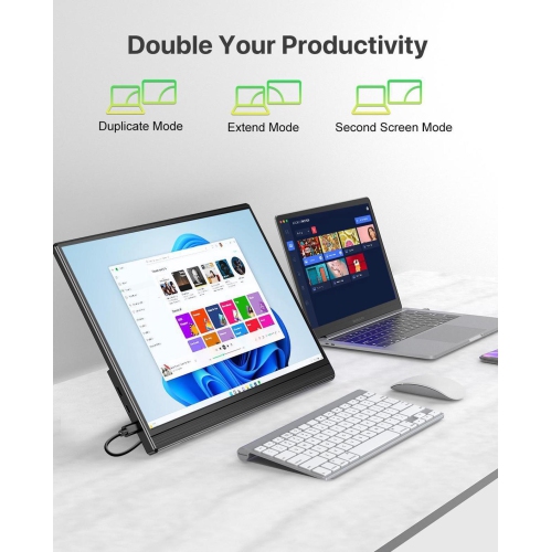 UPERFECT Portable Monitor for Laptop W/ Stand 180° Adjustable 15.6 Inch FHD 1080P IPS Eye Care Screen, Dual Speaker Travel Monitor for Laptop PC