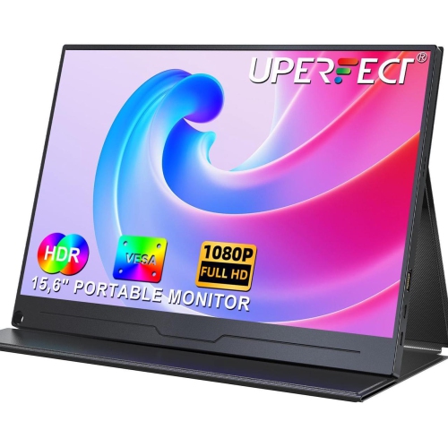 UPERFECT 15.6" 1080P FHD Portable Touchscreen Monitor with USB-C, HDMI, VESA & Smart Case - Matte IPS Display for Switch/PS5/PC/Phone Monitor