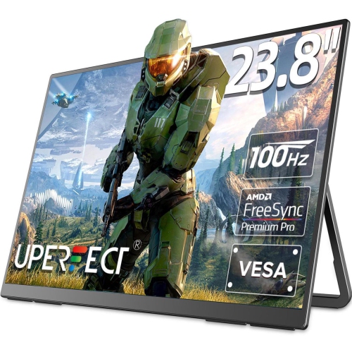 UPERFECT 23.8" 100Hz 1080P Ultra-Slim Portable Gaming Monitor with HDMI, USB-C, 180°Adjustable Kickstand & VESA Mount for Laptops, Steamdeck,