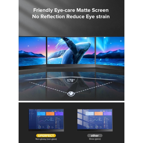 UPERFECT True 4K Portable Monitor, 15.6" UHD IPS 3840x2160, 600 Nits Brightness, 100% AdobeRGB, USB-C, HDMI, OTG, HDR, FreeSync, Dual Speakers, Arch
