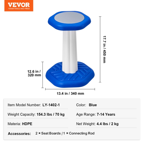 VEVOR 7-14 Aged Kids Wobble Chair, Active Chair with Sponge Cushion, Wobble Stool Improves Focus, Posture and Calm Children, Ideal for Schools and