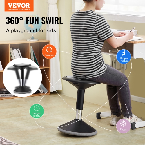 VEVOR 15.7-21.7" Wobble Chair, Height-Adjustable Active Chair, Flexible Seating Wobble Stool Made of PVC+ABS Improves Focus & Posture, Ideal for