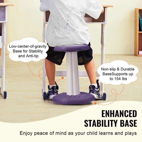 VEVOR 7-14 Aged Kids Wobble Chair, Active Chair with Sponge Cushion, Wobble Stool Improves Focus, Posture and Calm Children, Ideal for Schools and