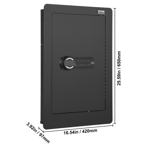 VEVOR 25.59" Tall Wall Safe, 3-Tier Hidden Wall Safe with Keypad, 3 Removable Shelves & 6 Key Holders,Q235 Cold-Rolled Steel In Wall Safe with LED