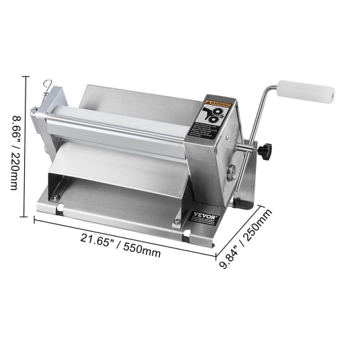 VEVOR 1/2 inch Manual Dough Sheeter Machine,Puff Pastry Sheeter and Fondant Roller,Handle,Panel,Roller for Easy Cleaning,Adjustable Thickness,for