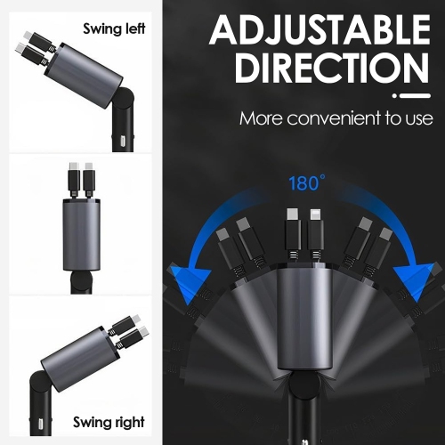 Chargeur USB-C rétractable pour l'auto, Cadeaux essentiels de voyage pour femmes hommes, Accessoires pour l'auto Chargeur USB-C pour l'auto