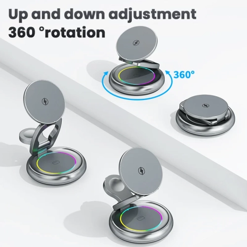 Station de recharge de voyage pour chargeur MagSafe, station de chargement sans fil, chargeur pliable pour iPhone série 16-12 , Apple Watch et AirPods