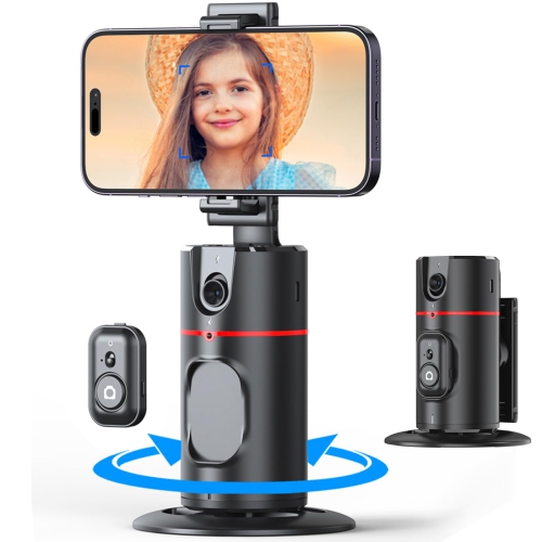 Support de téléphone à suivi automatique, Rotation à 360° Support de caméra Support de prise de vue intelligent avec perche à égoportrait à distance