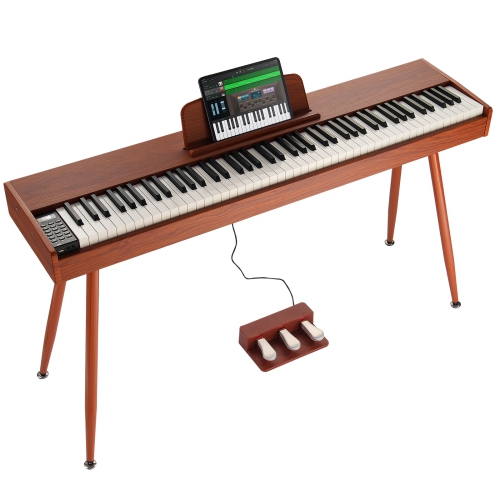 VEVOR 88 Key Weighted Digital Piano, Electric Piano Dual Keyboard & Speakers Four Legged Piano Stand with Headphone 200 Tones & Rhythms, Support