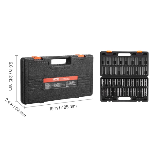 VEVOR 1/2" Impact Socket Set, 26 Piece Impact Sockets, Deep Socket, 6-Point Sockets, 1/2 Inches Drive Socket Set Impact Metric 10mm - 36mm, Cr-V
