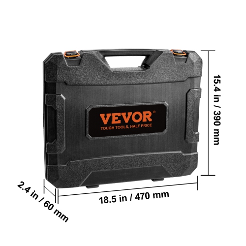 VEVOR 3/8" Drive Impact Socket Set, SAE 1/4"-3/4" and Metric 6-19mm 90 Piece Socket Set, 6 Point Cr-Mo Alloy Steel,Includes Extension Bars Universal