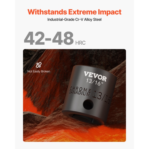 VEVOR 1/2 Inches Impact Socket Set 19 Piece Impact Sockets, Standard Socket , 1/2 Inches Drive Socket Set Impact Standard SAE 6-point Hex Sockets
