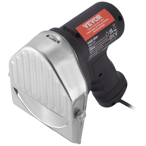 VEVOR 80W Professional Turkish Kebab Knife, Commercial Stainless Steel Gyro Cutter, Doner Kebab Meat Slicer with 2 Blades, Φ4"/100mm Blade Diameter,