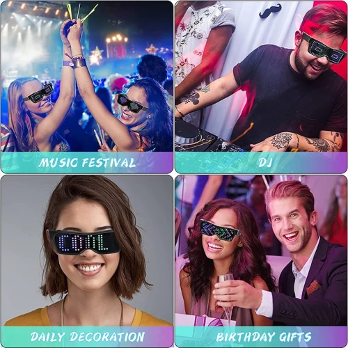 LED Glasses for adults, APP Customizable Display Bluetooth LED Glasses, Perfect for Christmas, Halloween, and Birthday Parties