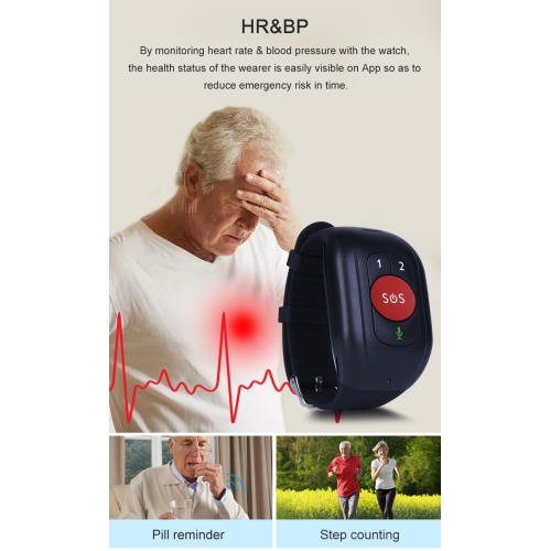 SOS Wristband Alert Bracelet – Alert systems for seniors, Emergency Call Button with 2-Way Speakerphone, 4G Tracking Smart Watch(SIM Card Not