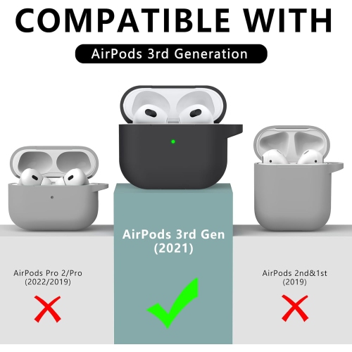 Soft Silicone Protective Case for AirPods 3rd Generation Case with Cleaning Kit, Soft Silicone Protective Case for Apple AirPods 3rd Generation