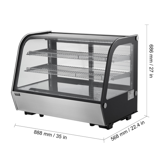 VEVOR 5 Cu.Ft./146L Countertop Pastry Display Case, 2-Tier Commercial Display Refrigerator with LED Lighting, TURBO Cooling, Frost-Free Air-Cooling,