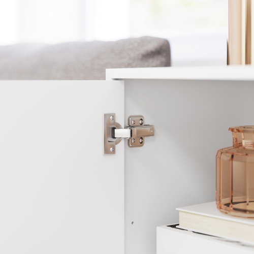 HOMCOM Sideboard Buffet Cabinet with 4 Doors, Modern Kitchen Storage Cabinet with Adjustable Shelves and Gold Legs, TV Stand for 65 Inch TV, White