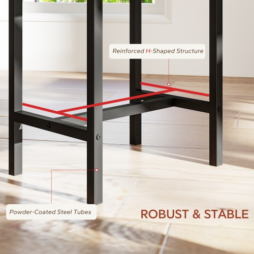 HOMCOM 5-Piece Dining Table Set for 4 - 6, 63" Extendable Kitchen Table Set with 2 Benches and 2 Stools for Small Spaces, Dining Room, Space-Saving,