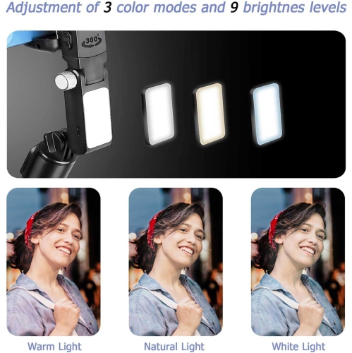 Stabilisateur à cardan, perche à égoportrait pour iPhone avec lampe et télécommande, trépied pour téléphone - Trépied pour perche à égoportrait de