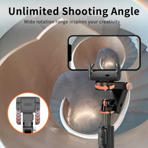 Stabilisateur à cardan, perche à égoportrait pour iPhone avec lampe et télécommande, trépied pour téléphone - Trépied pour perche à égoportrait de
