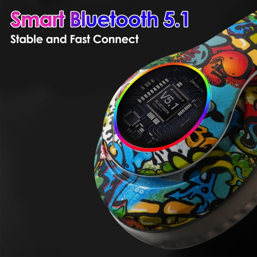 Kids Flash Light Écouteurs sans fil avec microphone Écouteurs stéréo Bluetooth pour jeux musicaux en cadeau pour filles garçons