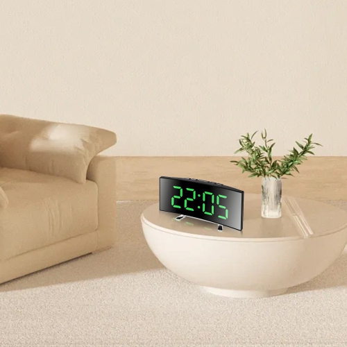 Alarm Clock with Green Digits, Digital Alarm Clocks for Bedrooms with USB Charging Port, Adjustable Volume, Dimmable, Snooze, 12/24H Extra Loud Alarm