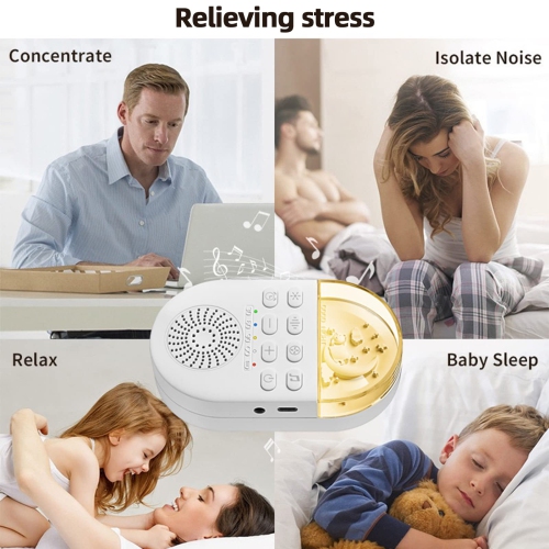 White Noise Machine Baby Sound Machine Kids with Night Light, Portable Sound Machine for Baby Adult, Noise Canceling for Office & Sleeping, Sound