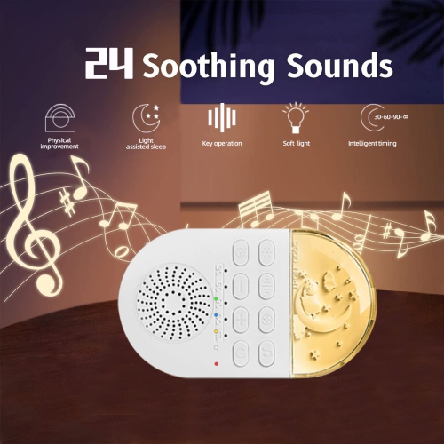 White Noise Machine Baby Sound Machine Kids with Night Light, Portable Sound Machine for Baby Adult, Noise Canceling for Office & Sleeping, Sound