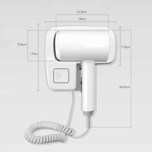 Electric Hair Dryer Hotel Wall Mounted Hair Low Noise Bathroom Hair Blower Hot Cold Air Fast Drying for Home Strong Power