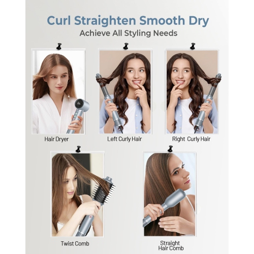 5 in 1 High Speed ​​Hot Air Styler - 13000 RPM Hair Dryer Air Styling System, Hot Air Brush, Wrap Air Curling Wand Round Brush Straightening Comb