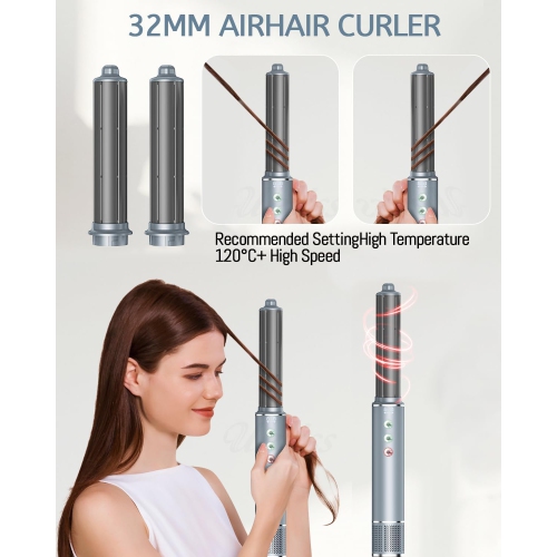 5 in 1 High Speed ​​Hot Air Styler - 13000 RPM Hair Dryer Air Styling System, Hot Air Brush, Wrap Air Curling Wand Round Brush Straightening Comb