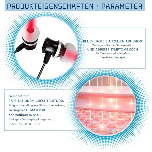 Bouchons d'oreille à infrarouge en acouphène, dispositif à lumière rouge en acouphène, aide rapide au bruit de l'oreille