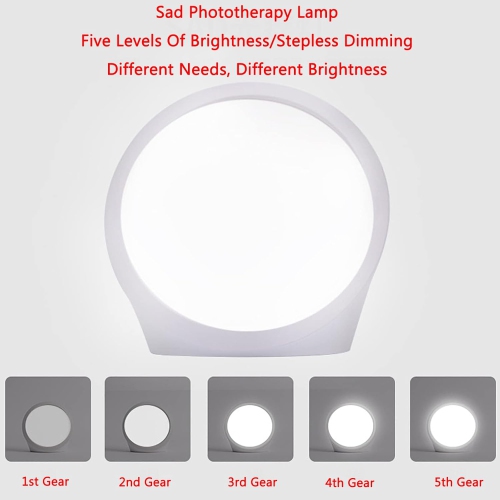 LED therapy light, portable full spectrum LUX light with 5 levels of brightness and 3 levels of color temperature, timer control, bionic sunlight