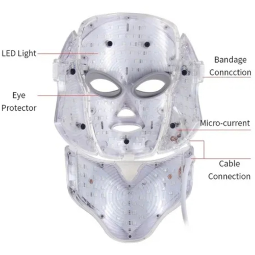 7-color LED light beauty instrument photon face and neck mask home whitening and tender skin beauty instrument - gold