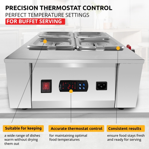 AP-332W Chocolate Melter | DIGITAL Electric Chocolate Warmer | Commercial Stainless Steel Fondue Pot | 5 Pots 21 lb | 110V