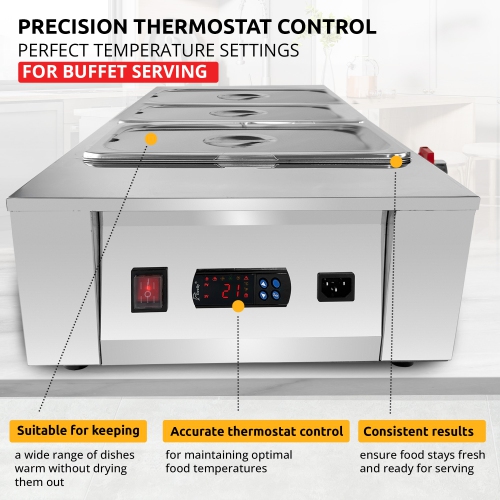 AP-331W Chocolate Melter | DIGITAL Electric Chocolate Warmer | Commercial Stainless Steel Fondue Pot | 5 Pots 29.7 lb | 110V