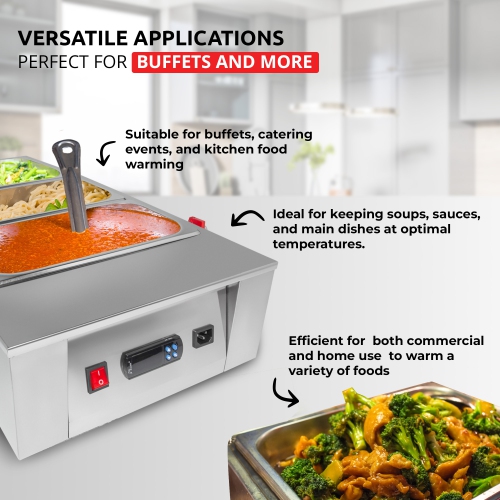 AP-331W Chocolate Melter | DIGITAL Electric Chocolate Warmer | Commercial Stainless Steel Fondue Pot | 5 Pots 29.7 lb | 110V