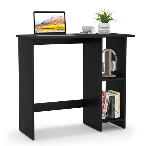 COSTWAY  Small Computer Desk With Storage Modern Writing Desk With Adjustable Shelf