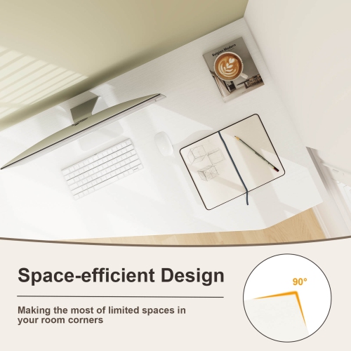 Bureau d'ordinateur en L avec tiroir et tablettes de rangement de Costway pour poste de travail à domicile