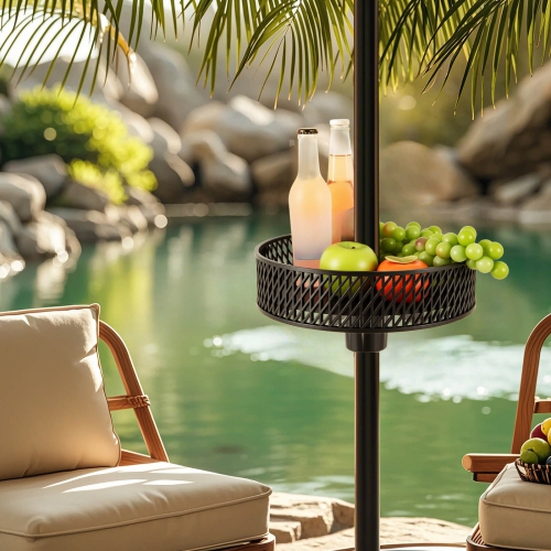 Costway Patio Umbrella Table Tray with Storage Fit 1.5"/1.34"/1.26" Umbrella Poles