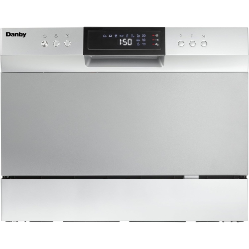 Danby DDW631SDB Portable Countertop Dishwasher with 6 Place Settings, Silverware Basket, LED Display, Energy Star, Silver